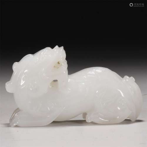 Carved Hetian Jade Mythical Beast