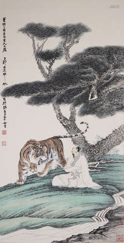 The Tiger，Painting by Zhang Shanzi and Zhang Daqian