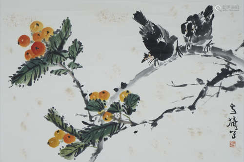 Chinese Flower-and-Bird Painting by Wang Xuetao