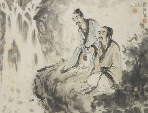 Viewing Falls，by Fu Baoshi