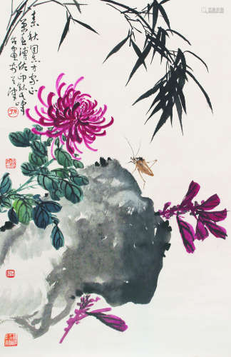 孙其峰、傅佐、萧朗等 花卉 设色纸本 立轴