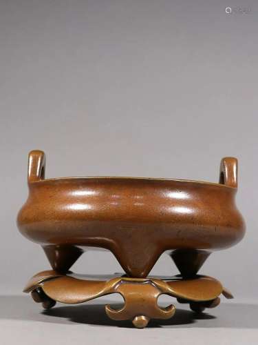 BRONZE HANDLED CENSER WITH STAND