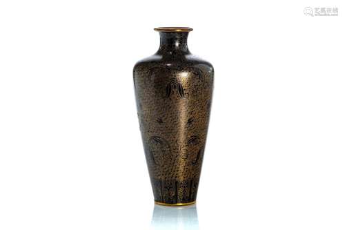 CHINESE BLACK MONOCHROME CLOISONNE VASE