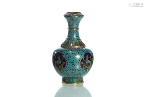 VINTAGE GARLIC MOUTH CHINESE CLOISONNE VASE