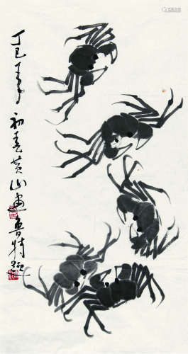 王天池 螃蟹 水墨纸本 软片