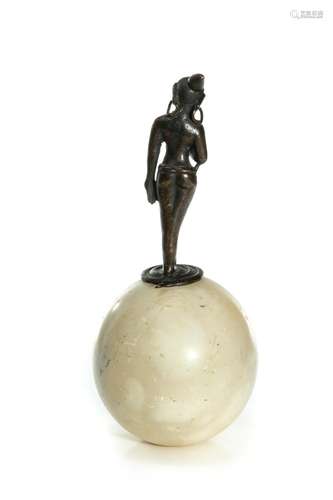 RARE NEPAL BRONZE FIGURE OF HINDU GODDESS ON EGG