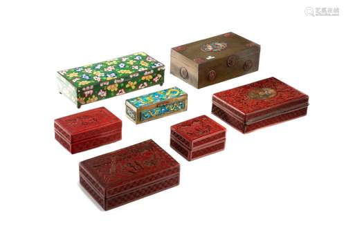 SEVEN ASSORTED CHINESE DECORATIVE BOXES