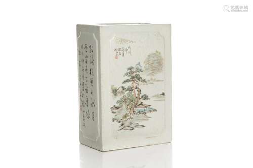 CHINESE FAMILLE ROSE PORCELAIN CALLIGRAPHY VASE