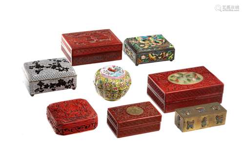 EIGHT ASSORTED CHINESE DECORATIVE BOXES