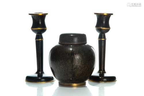 THREE PIECE CHINESE CLOISONNE GARNIATURE SET