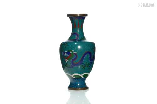 LARGE CHINESE TURQUOISE CLOISONNE VASE