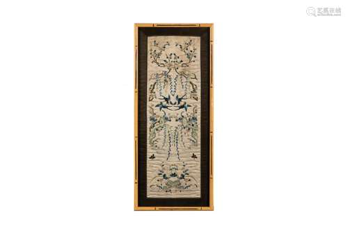 FRAMED CHINESE SILK EMBROIDERY PANEL