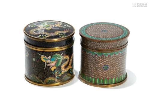 TWO CHINESE CLOISONNE CADDY JARS