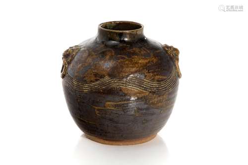 BROWN LUSTER GLAZED JAPANESE STUDIO POTTERY JAR