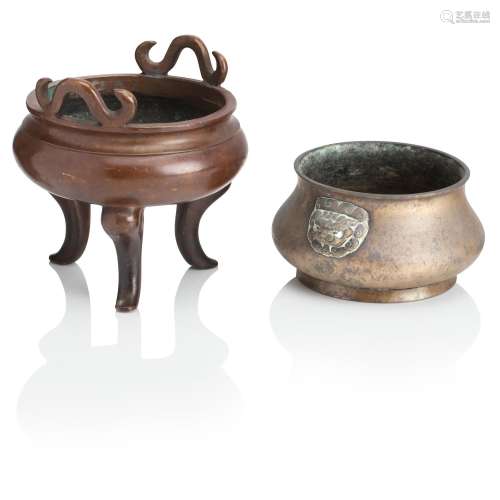 TWO CHINESE BRONZE CENSERS