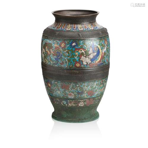 A LARGE CHINESE ARCHAISTIC CLOISONNE VASE