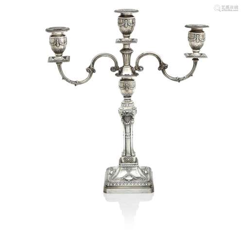 AN ELIZABETH II THREE LIGHT CANDLEABRUM