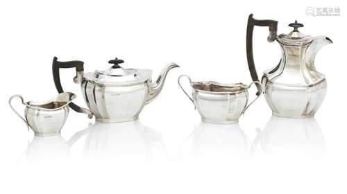 A SILVER FOUR-PIECE TEA SET