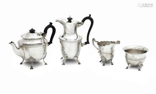 A SILVER FOUR PIECE TEASET