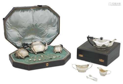 A VICTORIAN CASED SILVER THREE-PIECE TEASET