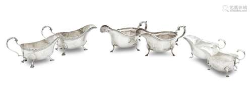 THREE PAIRS OF SILVER SAUCEBOATS