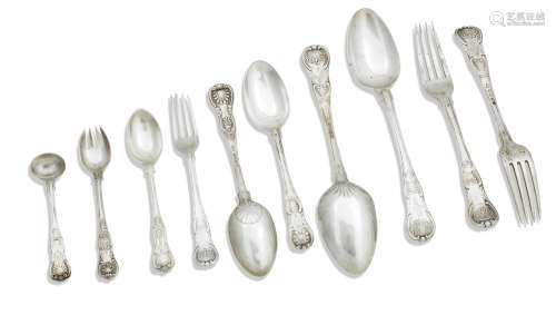 A COLLECTION OF DOUBLE STRUCK KINGS PATTERN CUTLERY