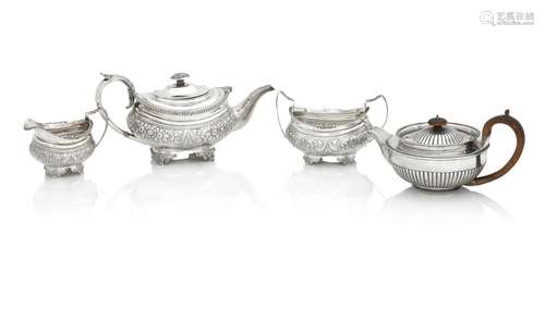 A GEORGE III THREE PIECE SILVER TEA SET