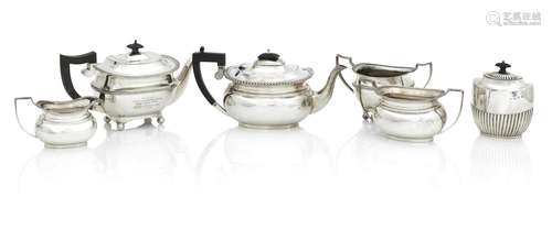 A THREE PIECE SILVER TEA SET