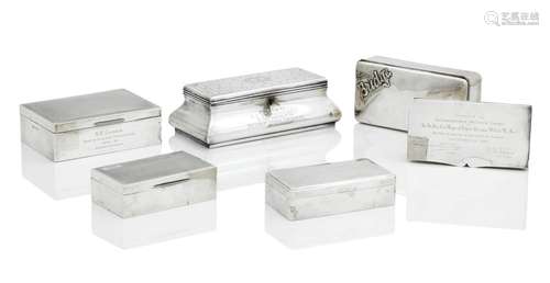 A COLLECTION OF SIX SILVER BOXES