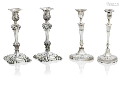 A PAIR OF ELIZABETH II SILVER CANDLESTICKS,