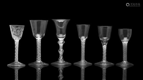 A GROUP OF OPAQUE TWIST WINE GLASSES