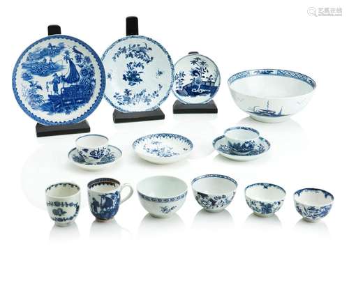 A COLLECTION OF ENGLISH BLUE AND WHITE PORCELAIN