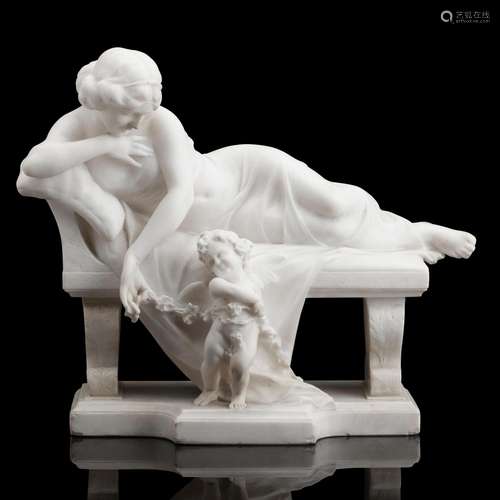 A FRENCH MARBLE FIGURAL GROUP