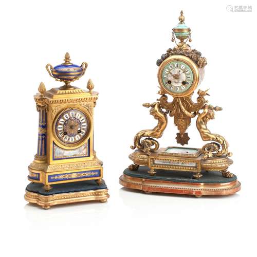 A 19TH CENTURY FRENCH PORCELAIN MOUNTED ORMOLU MANTEL CLOCK