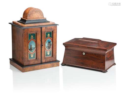 A VICTORIAN WALNUT AND EBONISED TABLE CABINET