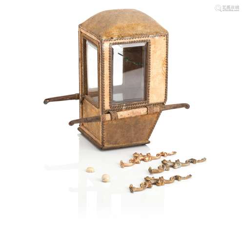 A MINIATURE SEDAN CHAIR BIJOUTERIE CABINET