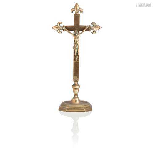 A FRENCH LOUIS XIV BRASS CRUCIFIX