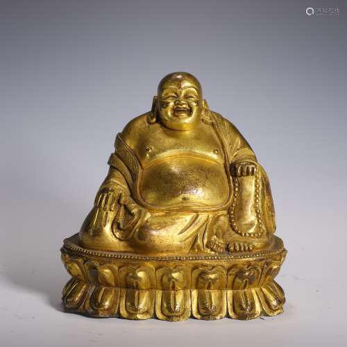 清 銅鎏金彌勒佛坐像