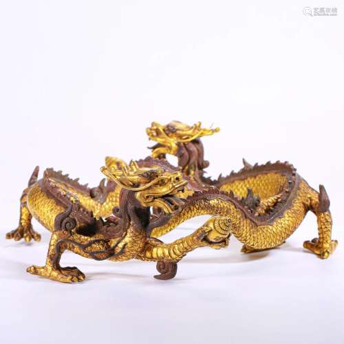 A Chinese Bronze-gilt Dragon Decoration Qing Dyn.