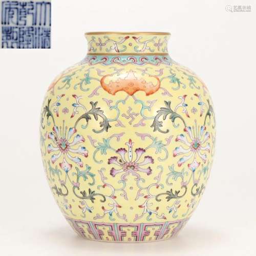 A Chinese Famille Rose Floral Jar Qing Dyn.