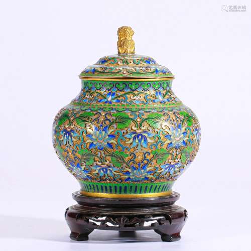 A Chinese Cloisonne Enamel Tea Caddy Qing Dyn.