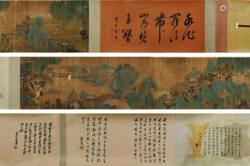 A Chinese Hand Scroll Painting By Liu Songnian