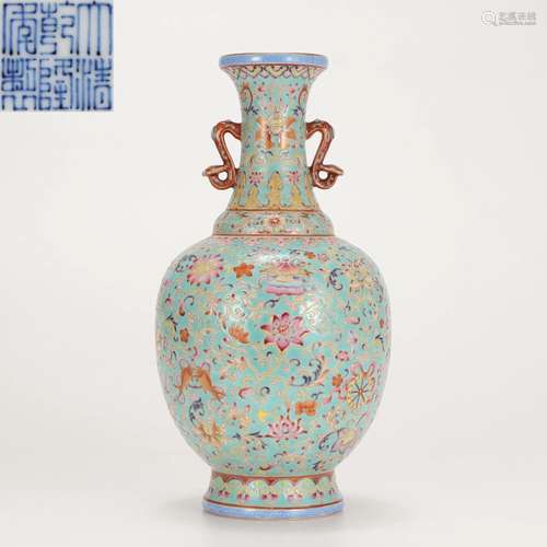 A Chinese Falangcai Floral Vase Qing Dyn.