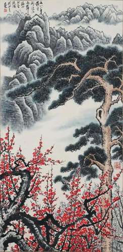 A Chinese Scroll Painting By Guan Shanyue