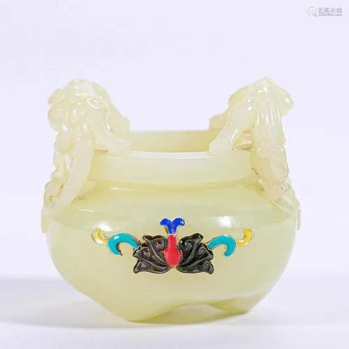 A Chinese Carved Jade Censer Qing Dyn.