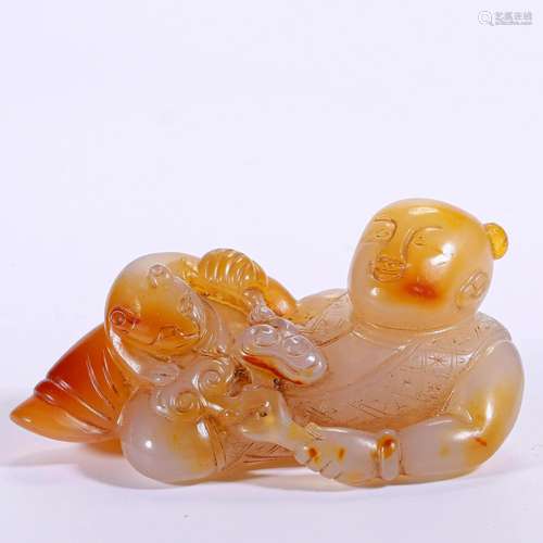 A Chinese Carved Agate Figure Qing Dyn.