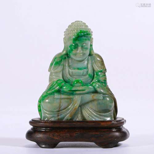 A Chinese Carved Jadeite Buddha Qing Dyn.