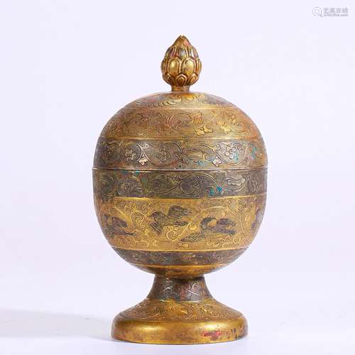 A Chinese Bronze-gilt Censer Qing Dyn.