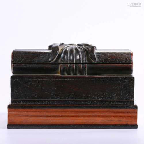 A Chinese Carved Rosewood Scholar Box Qing Dyn.