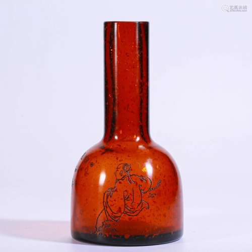 A Chinese Peking Glass Bell Shaped Vase Qing Dyn.